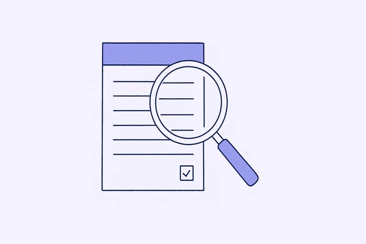 見積書を虫眼鏡で確認するイラスト